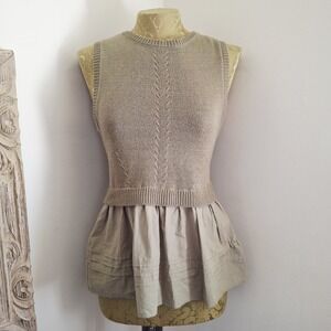 Aureum Olive Knit Sweater Vest Top Small